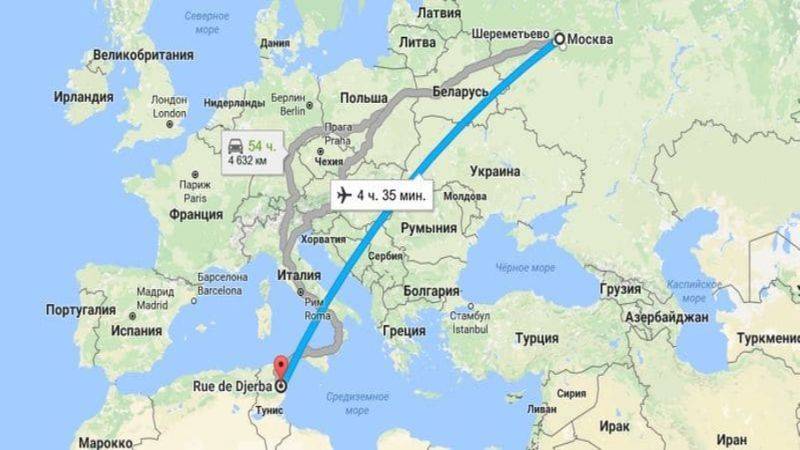 Сколько лететь из Москвы до острова Джерба: время перелета