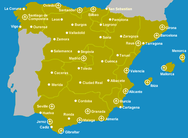 Аэропорты испании. список всех аэропортов испании