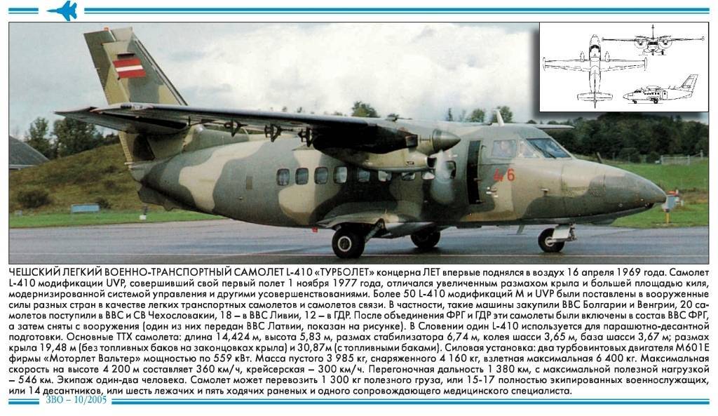 Самолет l-410: технические характеристики и фото
