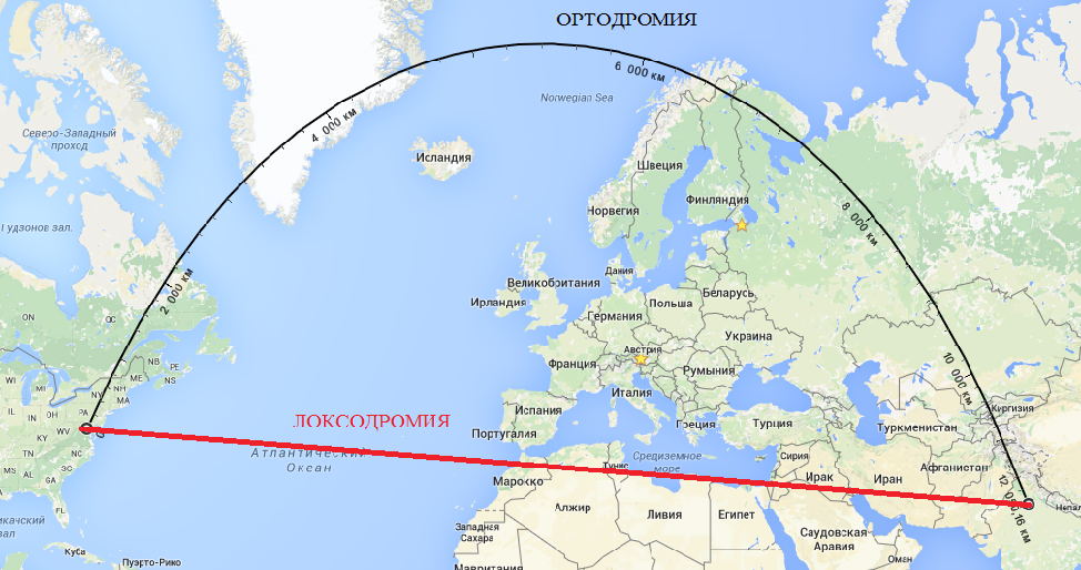 Траектория полета самолета. Ортодромия. Ортодромия и локсодромия. Почему самолеты летают по дуге.