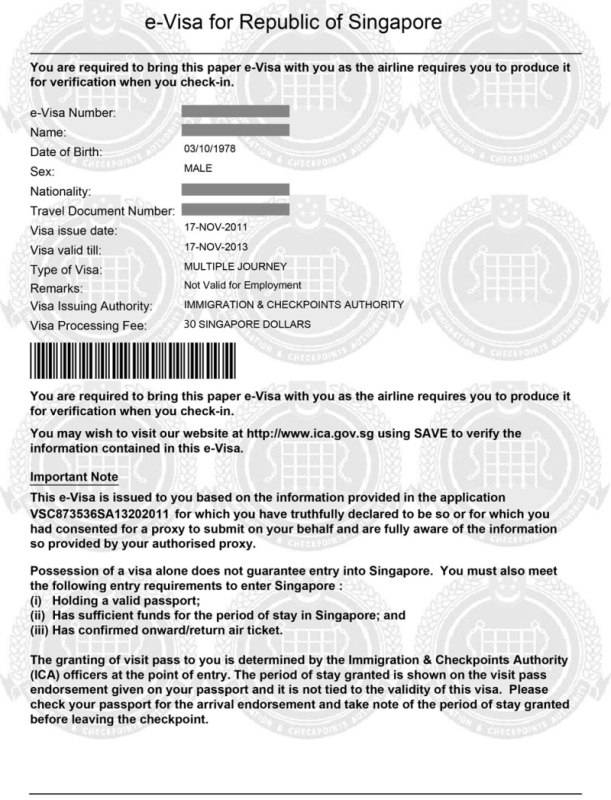 Оформление визы в Сингапур