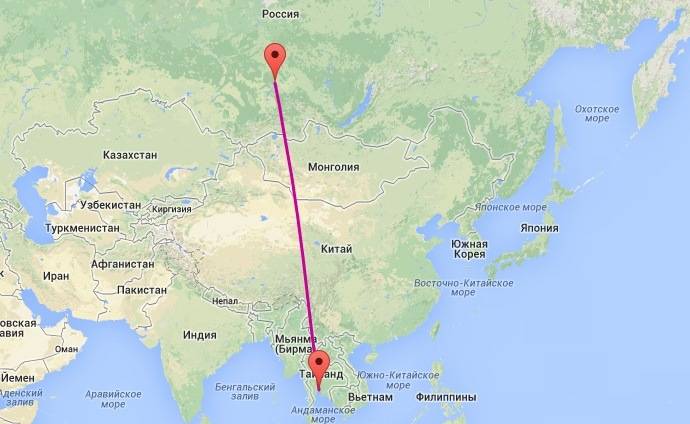 Сколько лететь до таиланда?