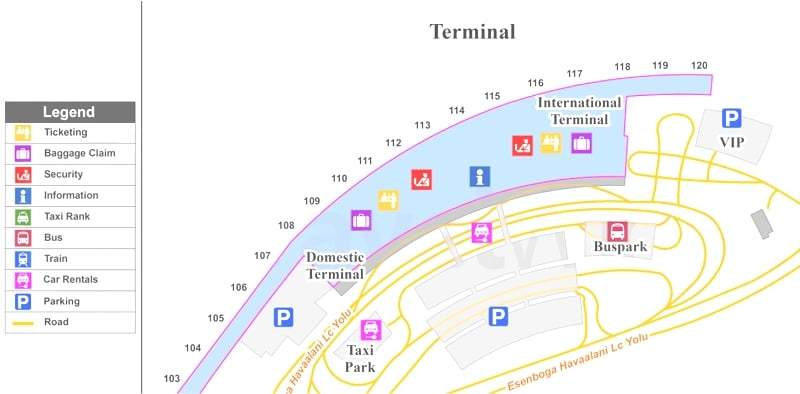 Аэропорт анталья терминал 2 схема