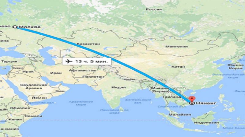 Сколько лететь из Москвы в Нячанг