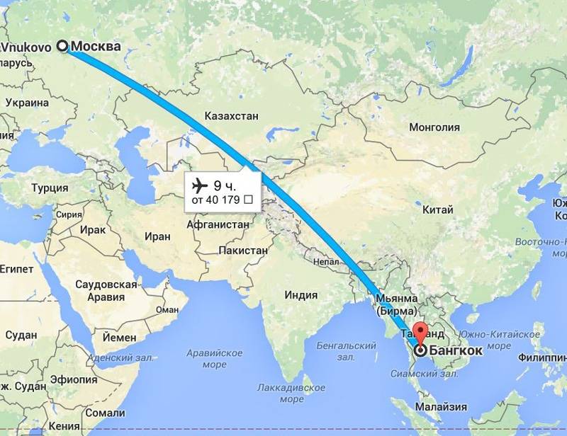 Сколько лететь из Москвы в Таиланд