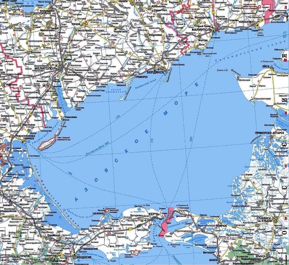 Азовское море на карте побережья россия для отдыха