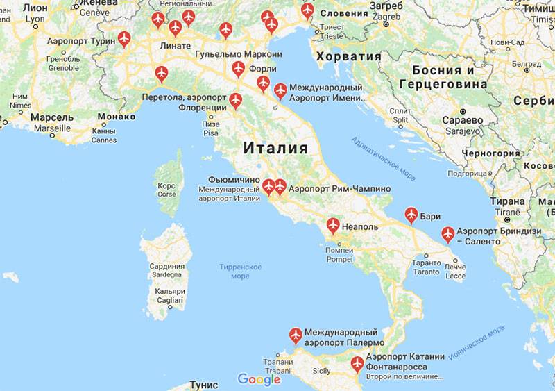Карта италии с городами и курортами на русском языке