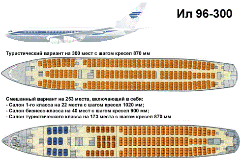 Ил 96 схема салона аэрофлот