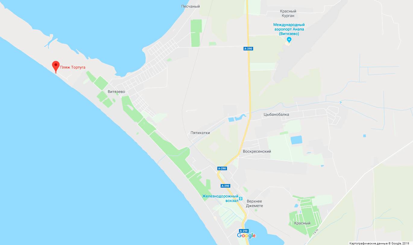 Пляж Жемчужина России Витязево на карте