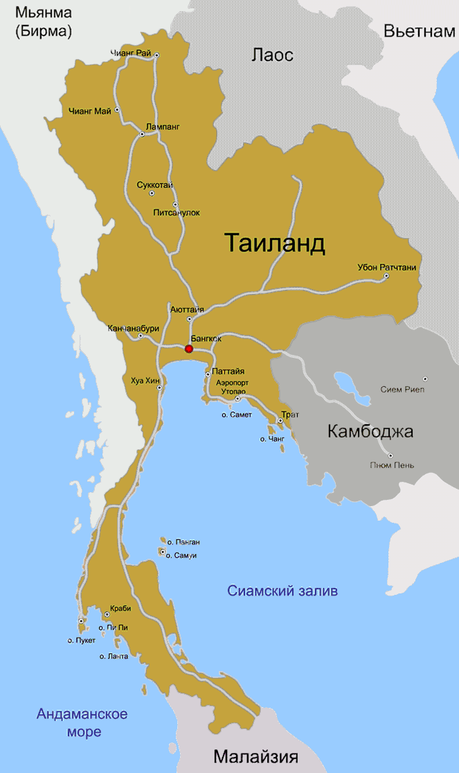 Какое море в тайланде карта