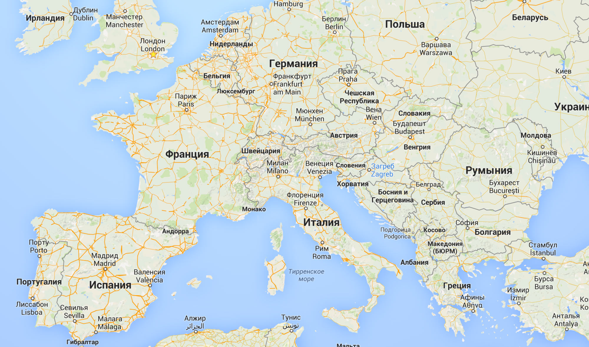Координаты столиц всех стран европы