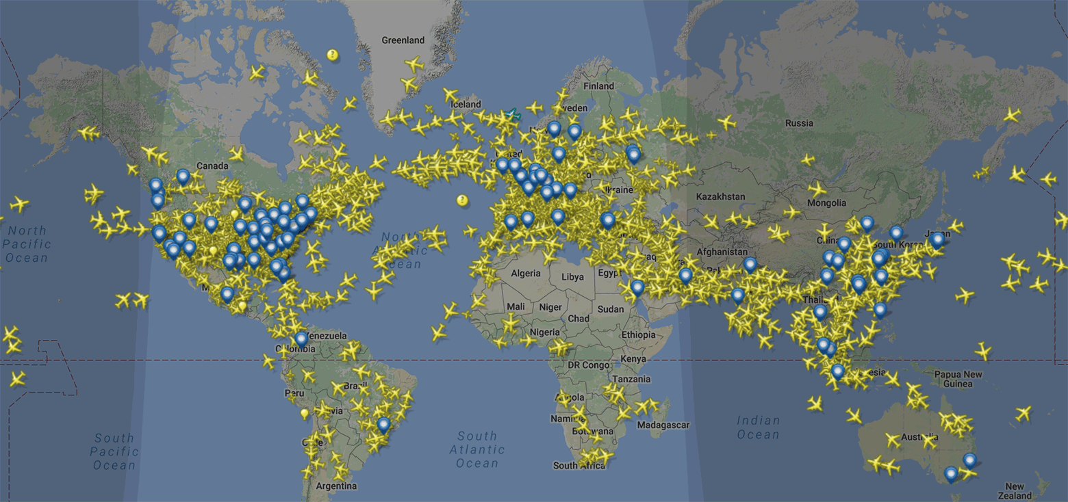 Карта летящих самолетов онлайн