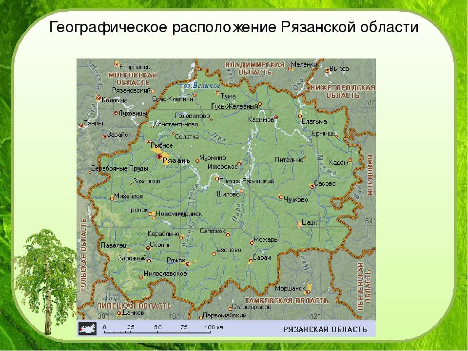 Подробная карта рязанской области с населенными пунктами и дорогами со спутника