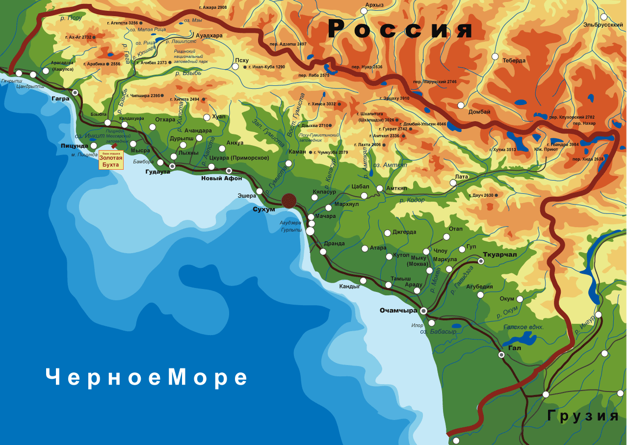 Абхазия расположение на карте