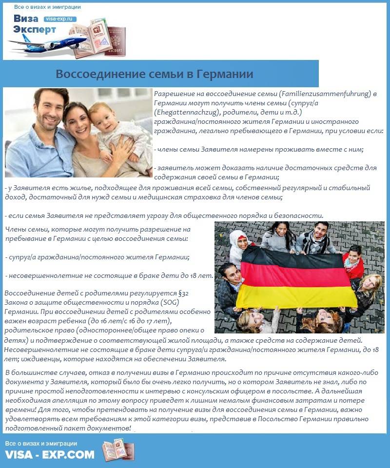 Воссоединение семьи в германии: документы и анкета для получения визы, сроки и переезд по программе ⋆ іа "єуработа"