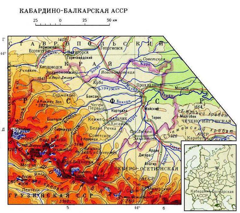 Кабардино балкария карта россии