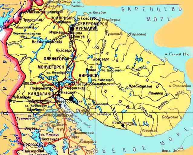Карта мурманской области с городами и поселками подробная с дорогами и деревнями подробная
