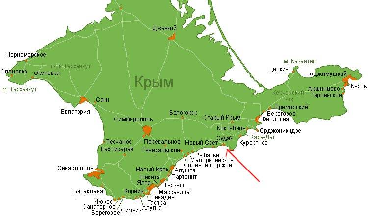 Курорты крыма. карта крыма