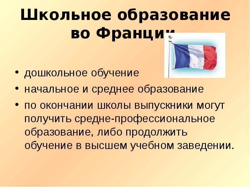 3 вида образования во франции: дошкольное, школа, высшее
