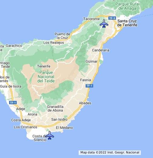Аэропорты на карте тенерифе: северный и южный, названия с описаниями