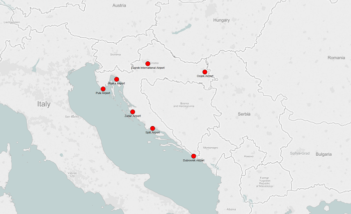 Международные аэропорты хорватии на карте: полный список, названия аэропортов