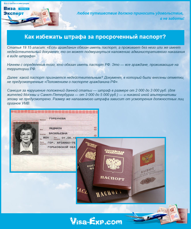 Штраф за просрочку замены паспорта.