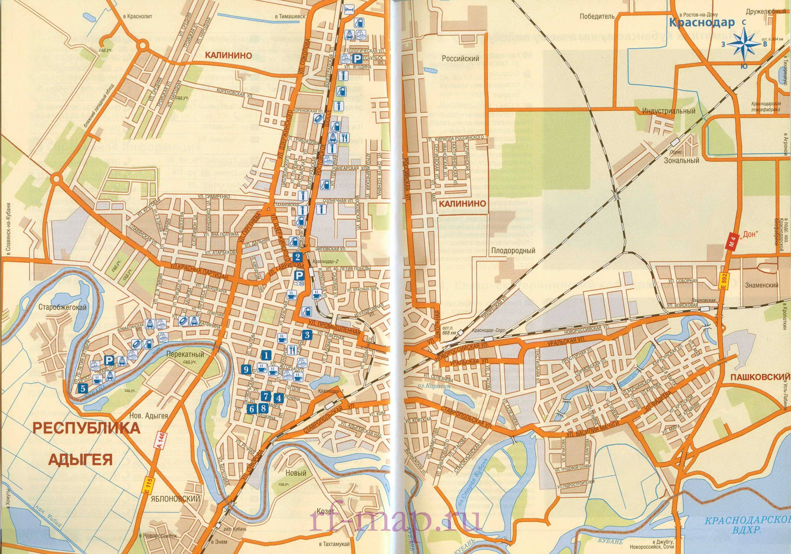 Основные достопримечательности краснодара на карте, что посмотреть. пешеходная экскурсия, маршрут по краснодару