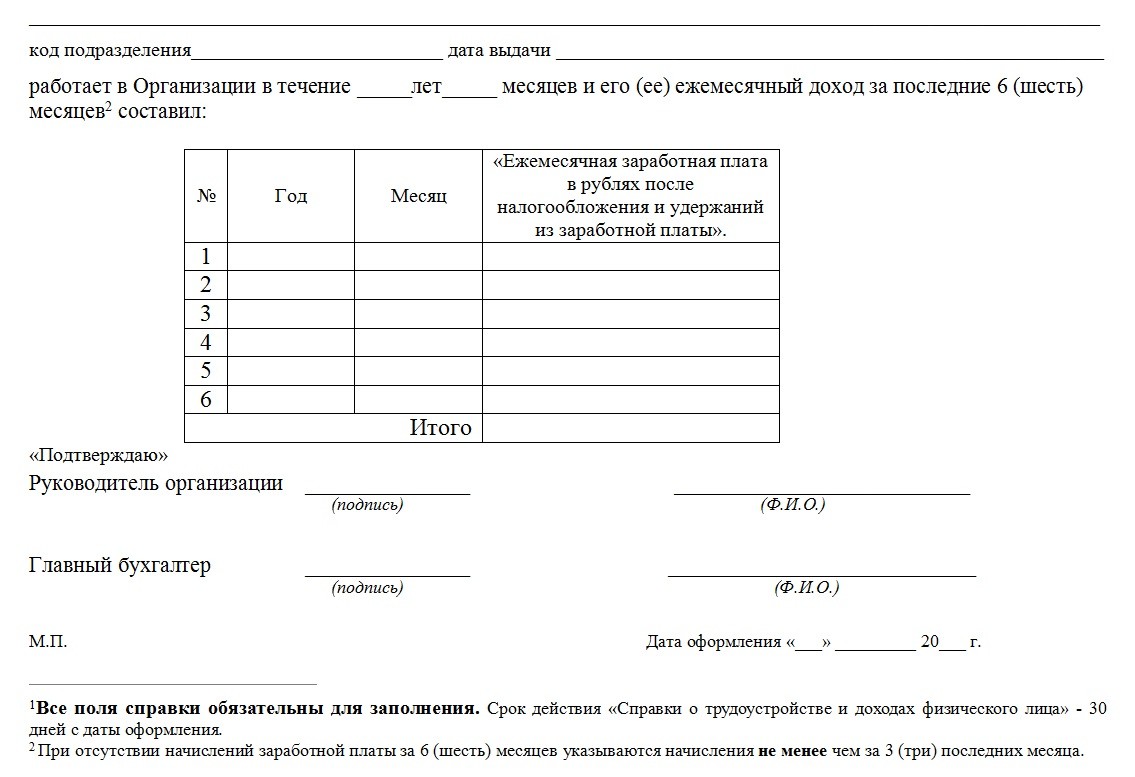 Образец справка о ежемесячном фонде оплаты труда для банка образец