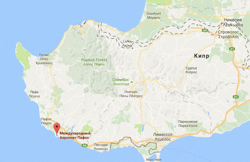 Карта острова кипр с курортами, городами и аэропортами
