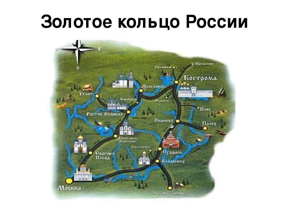 Золотое кольцо России схема городов. Карта золотого кольца России с городами.