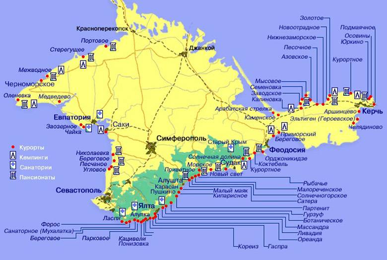 Карта крыма и побережья черного моря