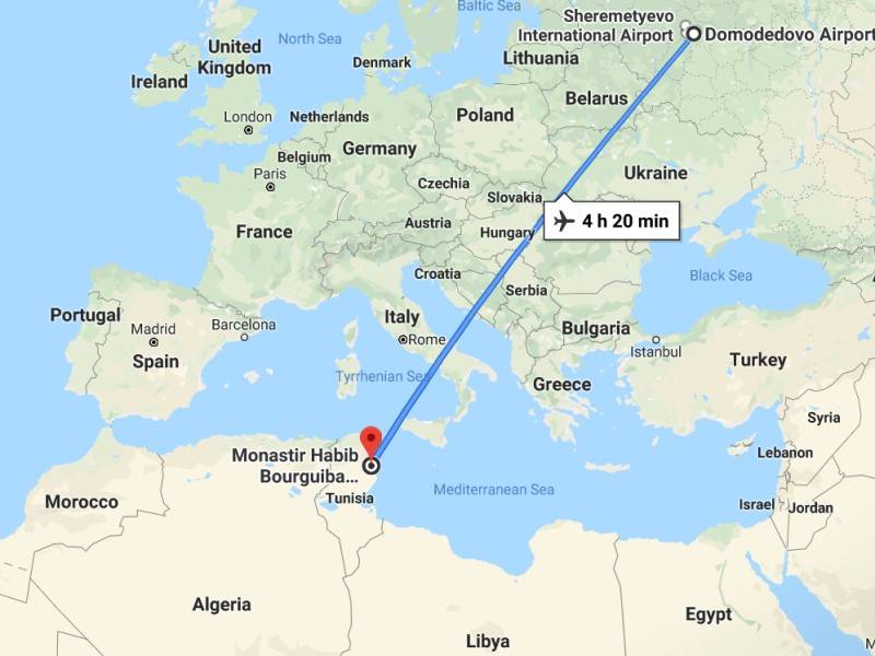 Сколько лететь до туниса из санкт-петербурга прямым рейсом