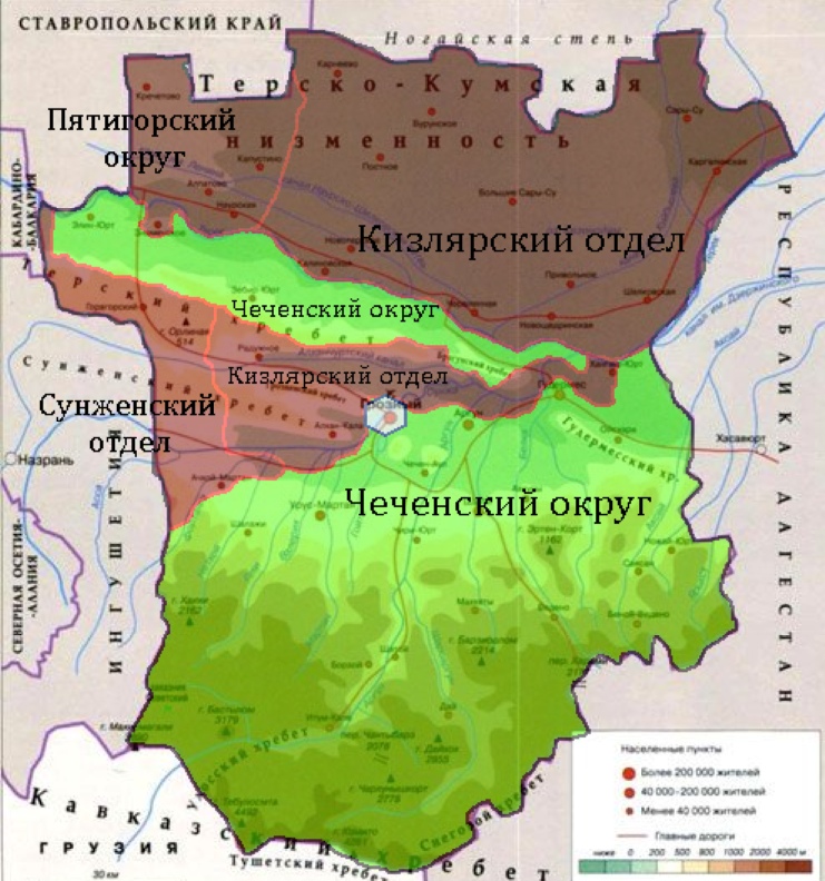 Чечня карта границы