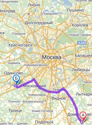 Внуково на карте Москвы