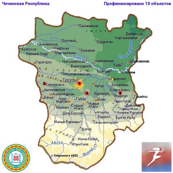 Карта достопримечательностей чечни