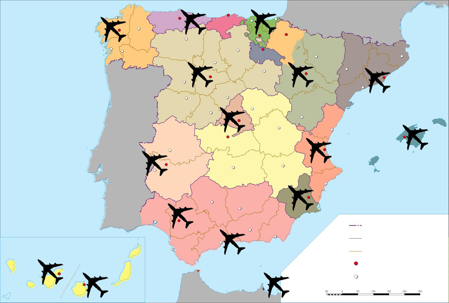 Международные аэропорты в испании на карте