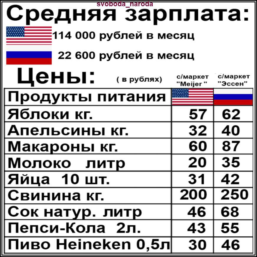 Сравнение россии и сша