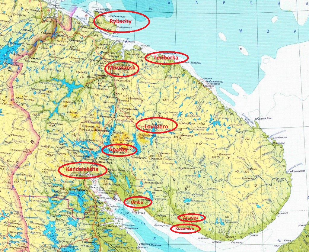 Карта мурманской области с городами и поселками - спутник и схема онлайн