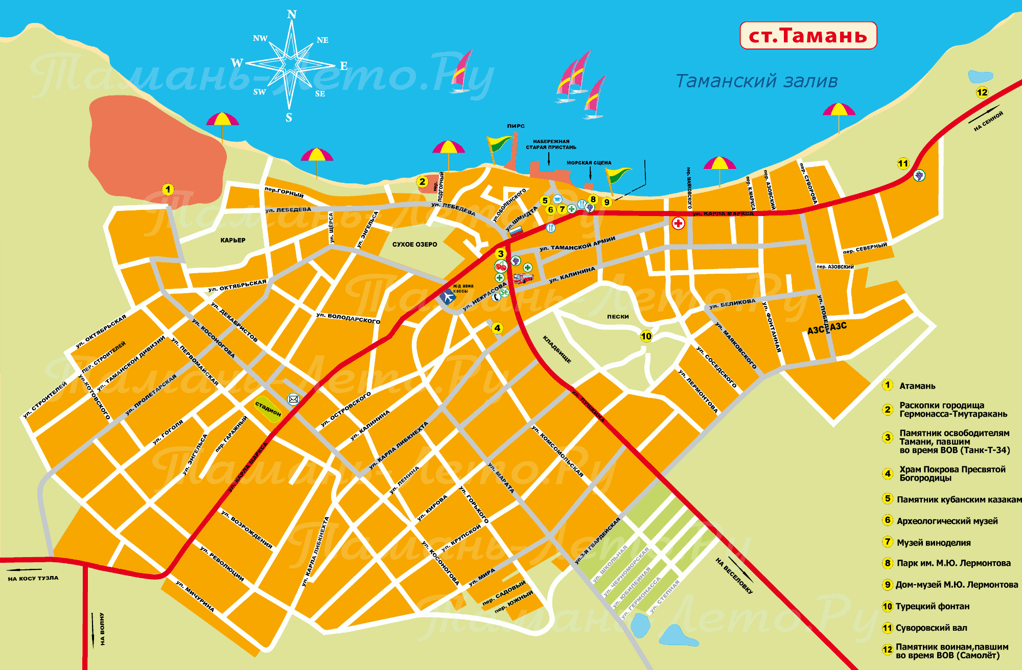 Карта Тамани Краснодарский край с улицами
