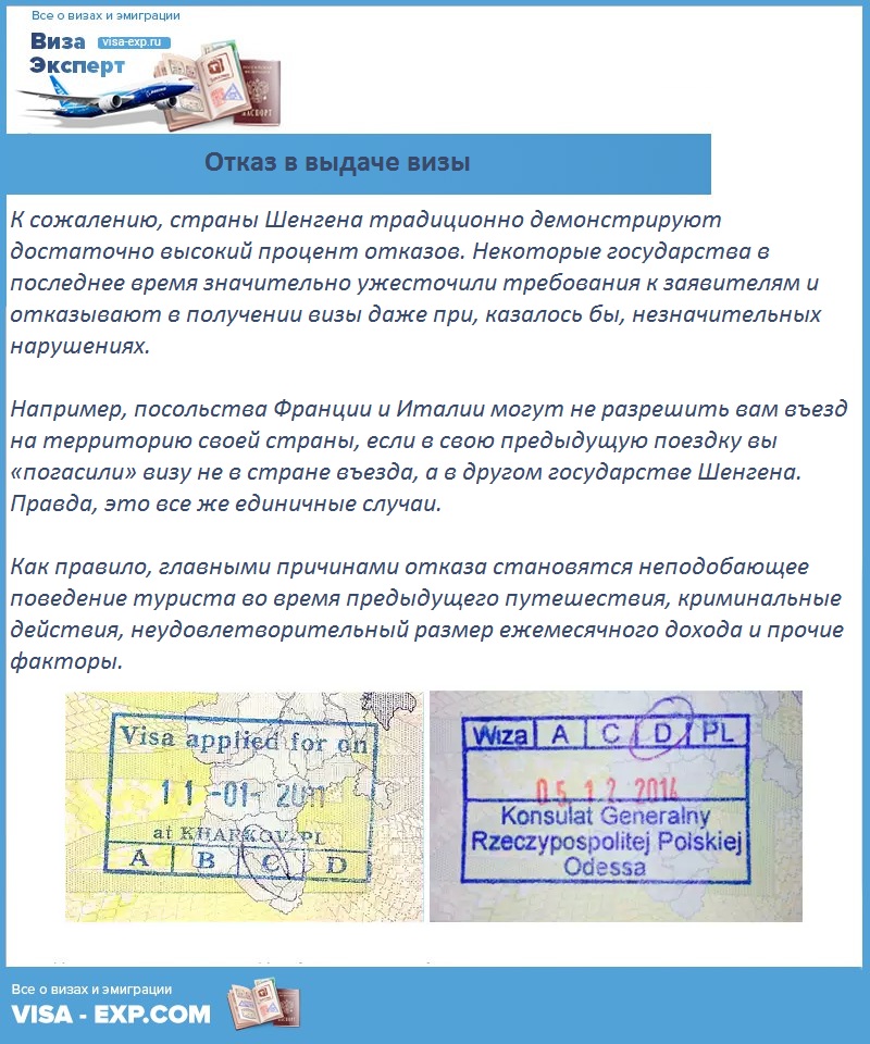 Отказ в визе россиянам — основные причины невыдачи шенгенских и других типов виз