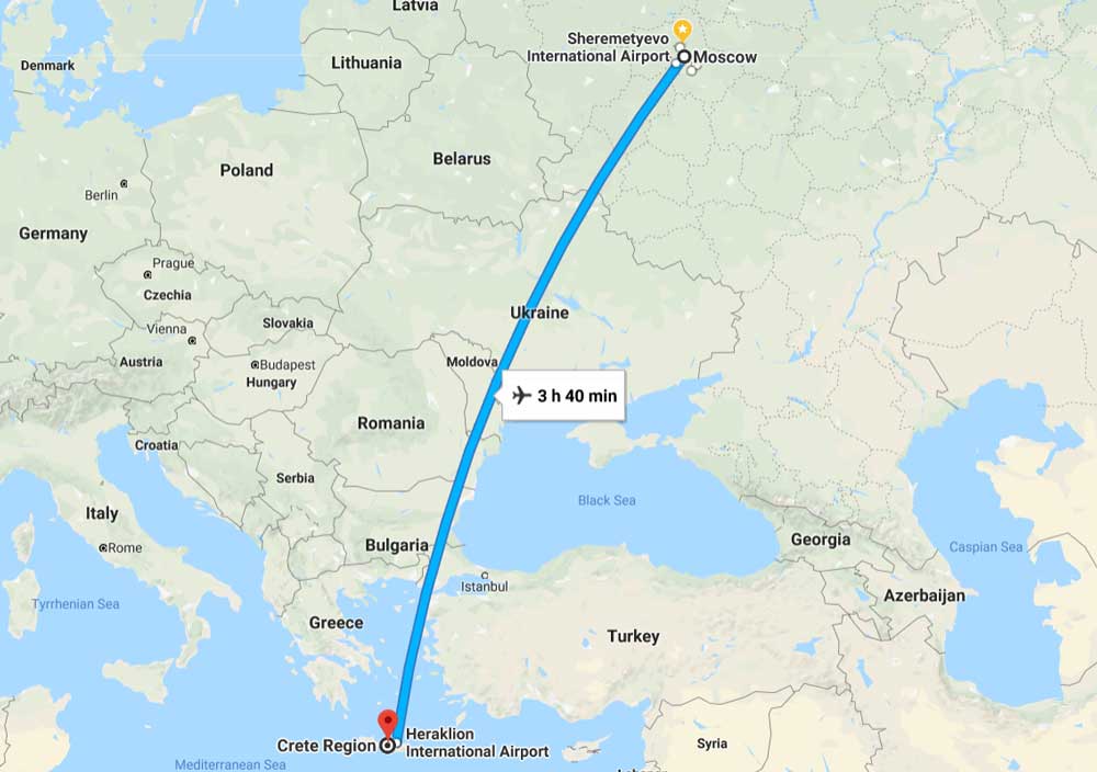 Сколько лететь до Греции из Екатеринбурга
