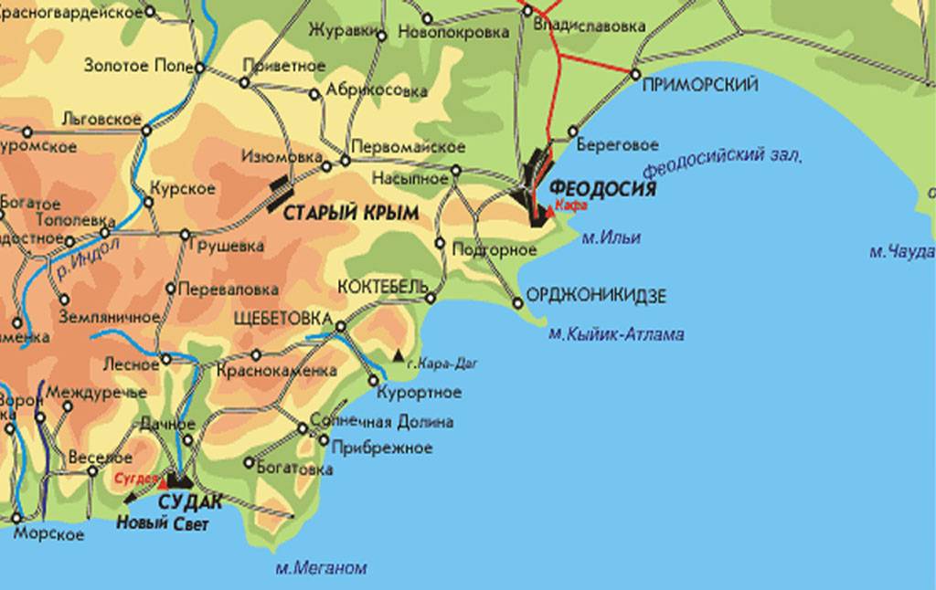 Подробная карта крыма с городами и поселками, достопримечательности