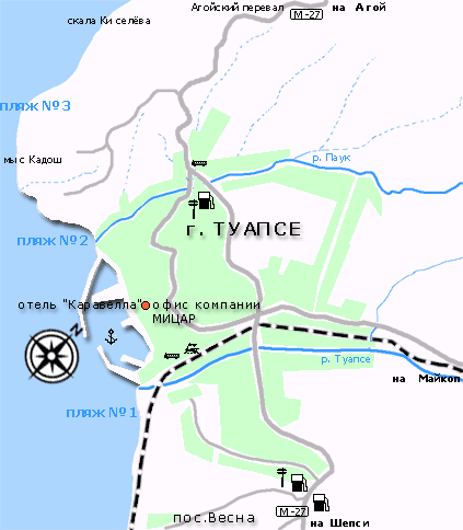 Приморский пляж туапсе карта