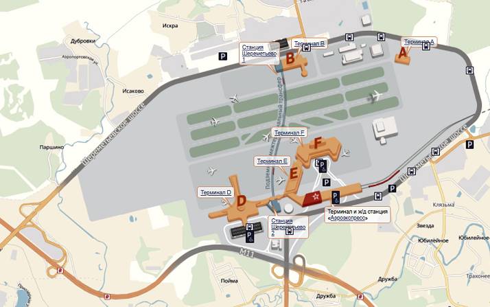 Аэропорт шереметьево — схема расположения терминалов