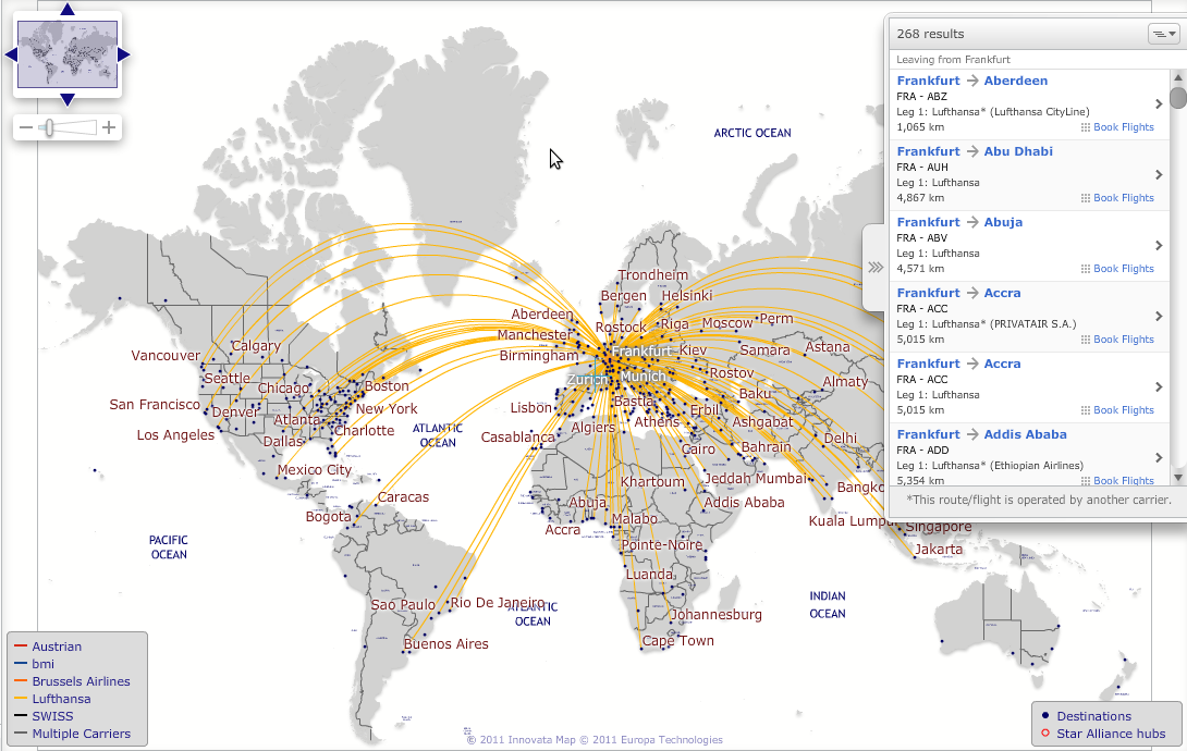 Lufthansa route map and destinations - flightconnections