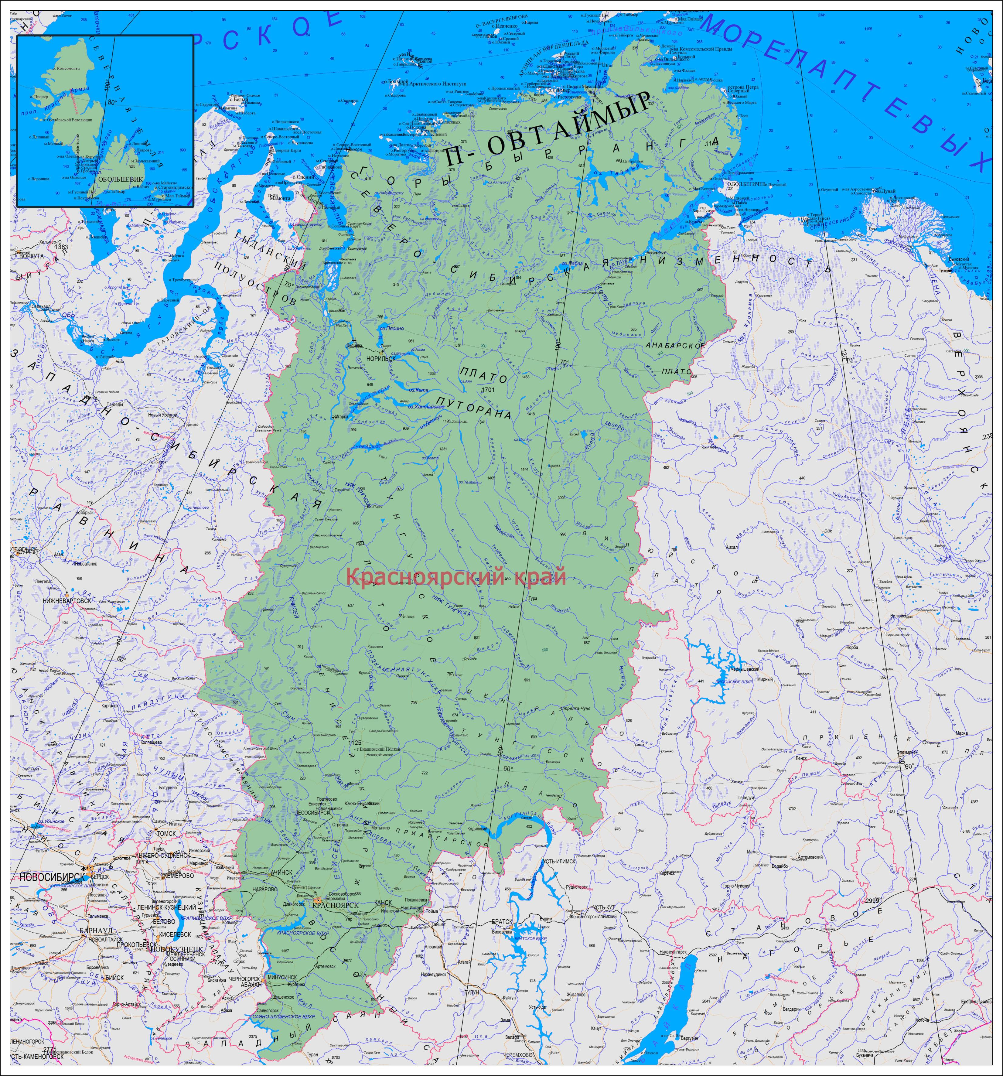 Карта россии город красноярск