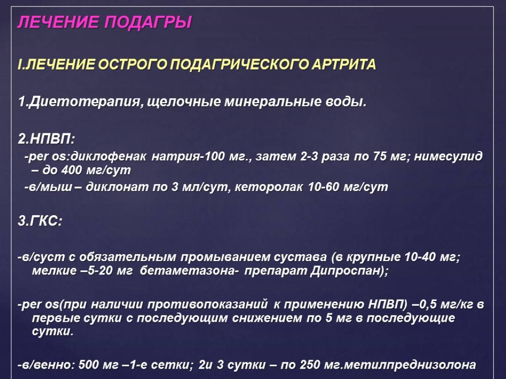 План лечения подагры