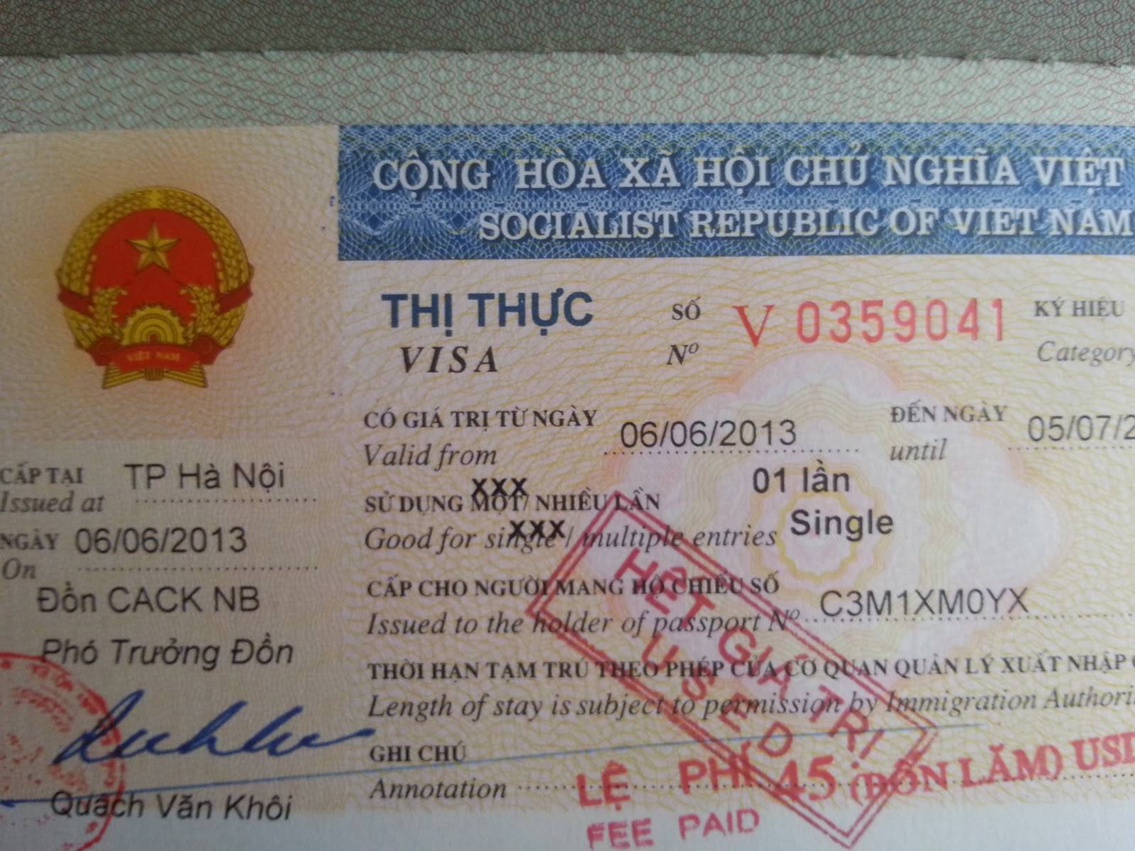 Виза во вьетнам
