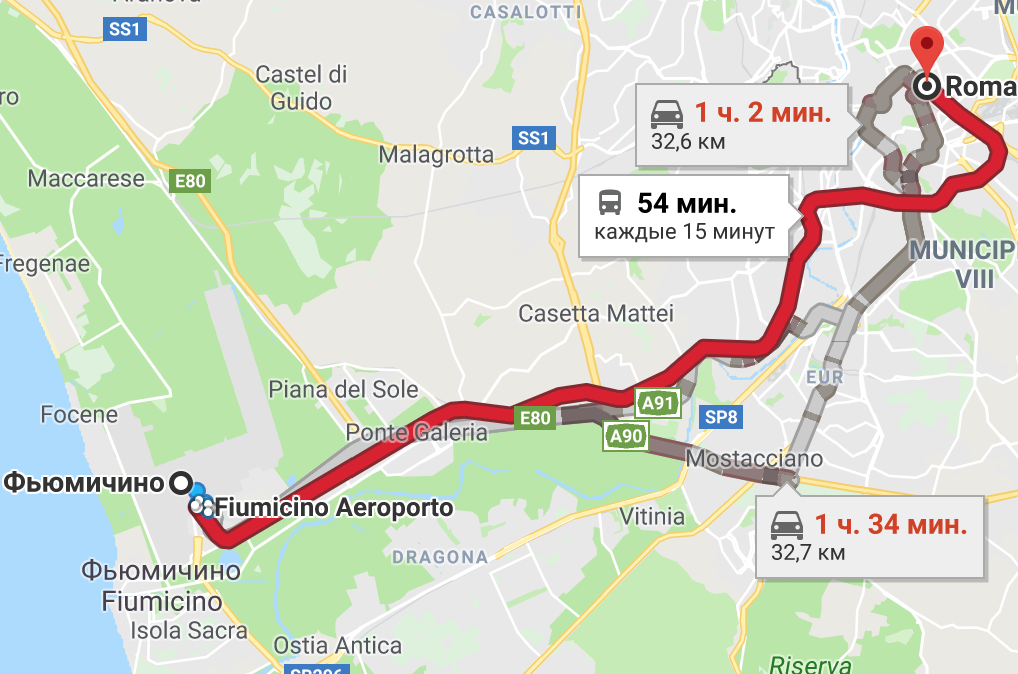 Рим, как добраться из (в) аэропорта фьюмичино?