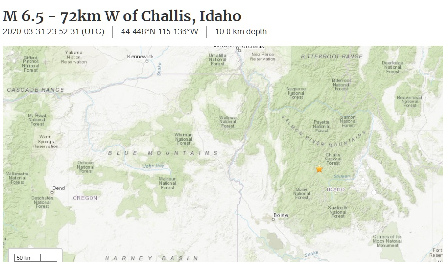 Землетрясение магнитудой 6,5 потрясло американский штат Айдахо